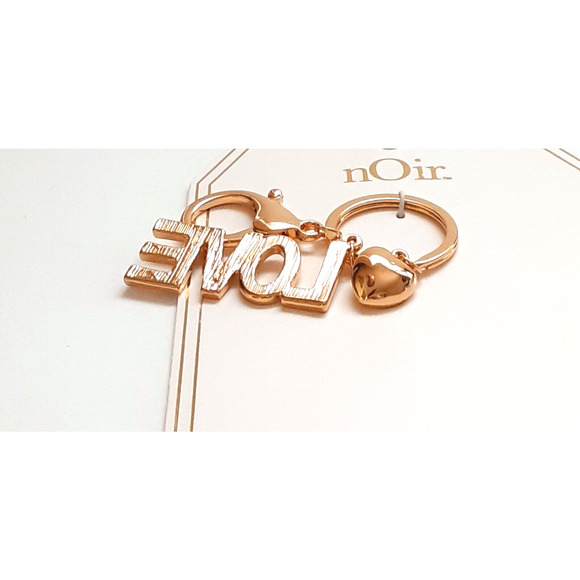 NWT Noir Crystal Love Heart Gold Tone Bag Charm Clip Keyring Keychain New - Picture 4 of 6